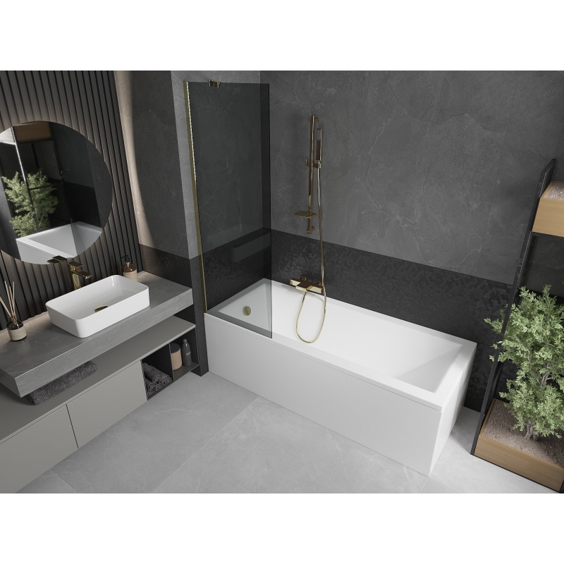 Mexen Next paravan de baie cu 1 panou 60 x 150 cm, grafit, auriu - 895-060-000-00-40-50