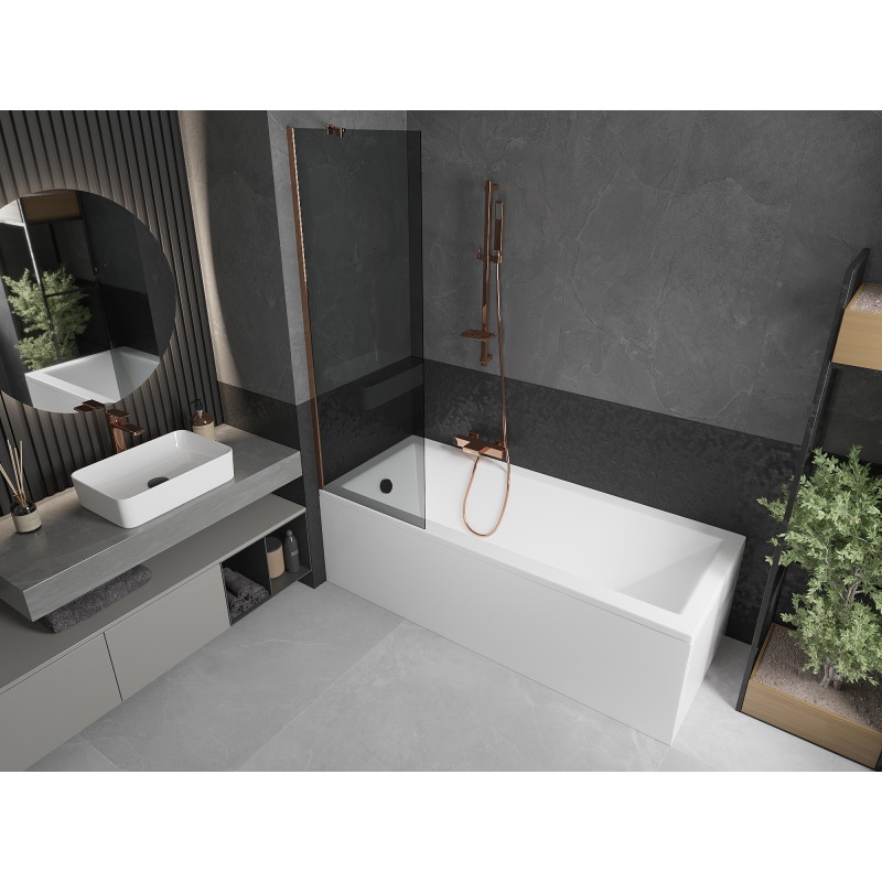 Mexen Next paravan de baie cu 1 panou 60 x 150 cm, grafit, aur roz - 895-060-000-00-40-60