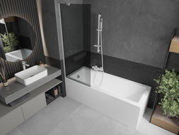 Mexen Next paravan cadă 1-aripă 70 x 150 cm, grafit, Albă - 895-070-000-00-40-20