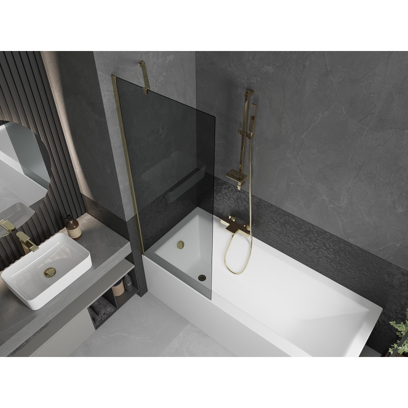 Mexen Next paravan pentru cadă 1-panou 70 x 150 cm, grafit, auriu - 895-070-000-00-40-50