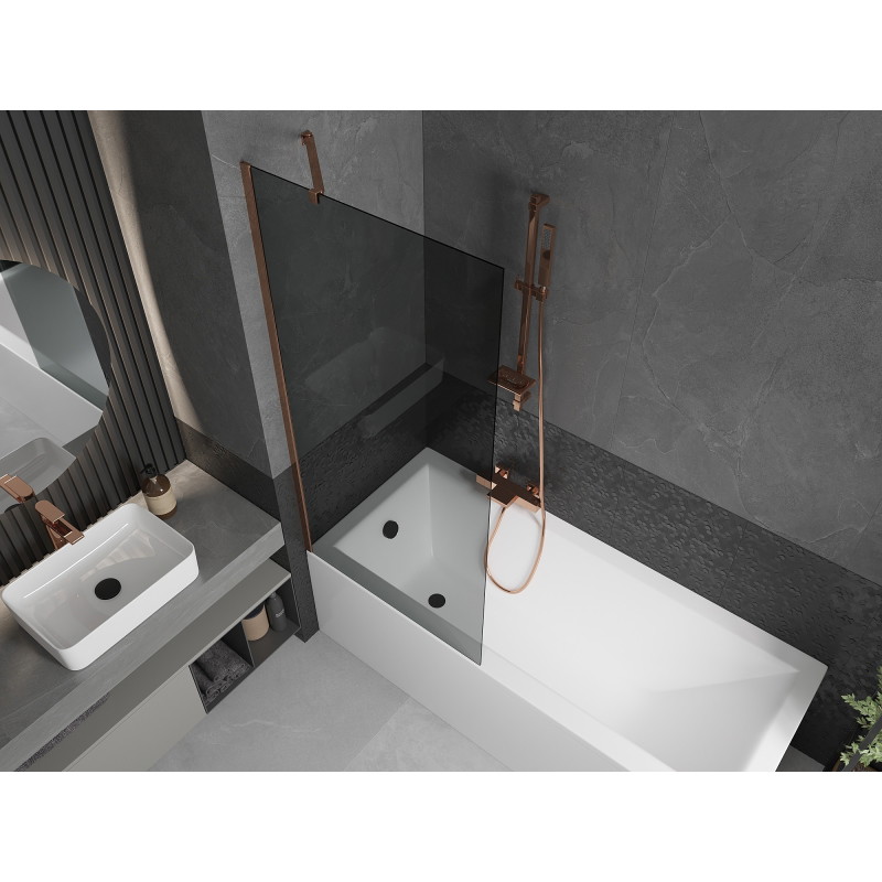 Mexen Next paravan de baie cu 1 canat 80 x 150 cm, grafit, aur roz - 895-080-000-00-40-60