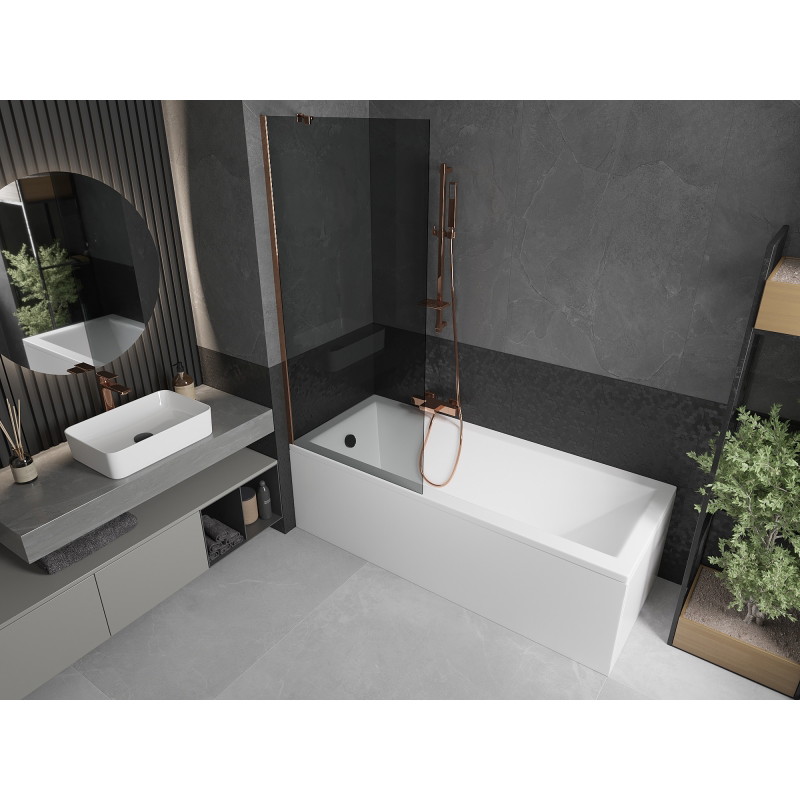 Mexen Next paravan de baie cu 1 canat 80 x 150 cm, grafit, aur roz - 895-080-000-00-40-60