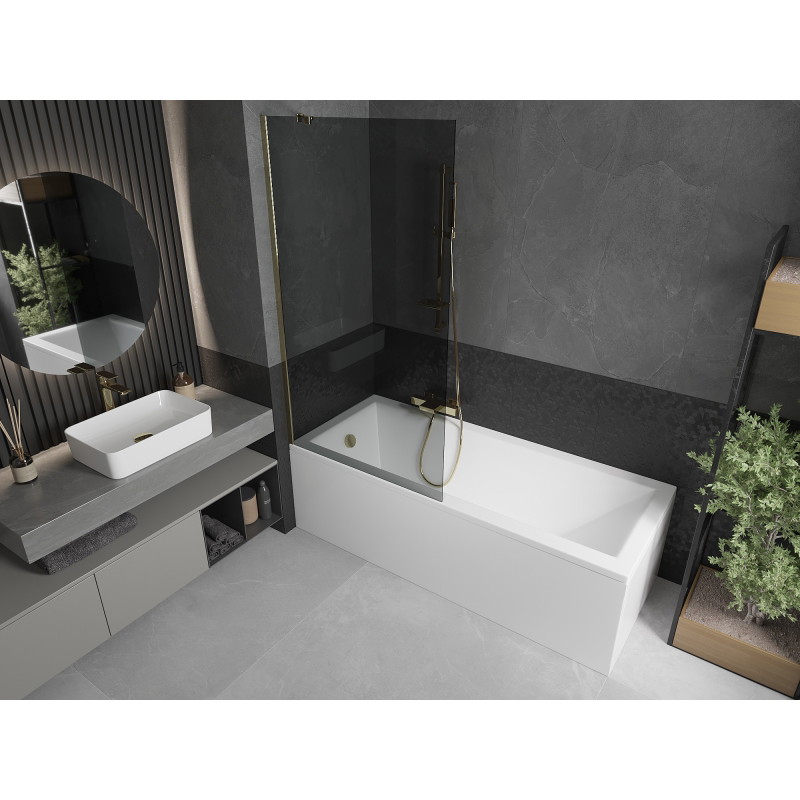 Mexen Next paravan cadă de baie cu 1 panou, 90 x 150 cm, grafit, auriu - 895-090-000-00-40-50