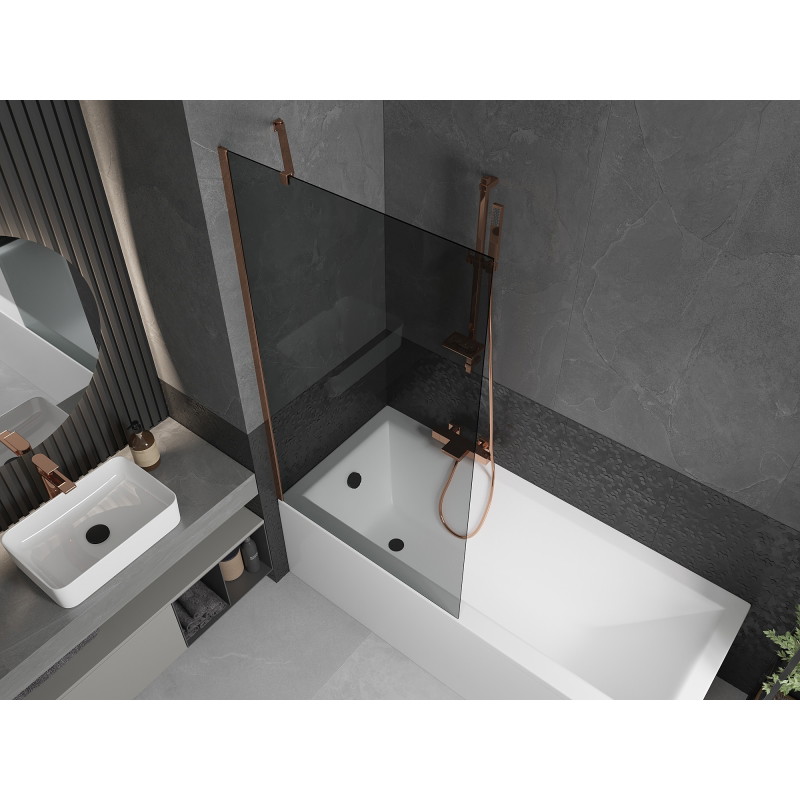 Mexen Next paravan de baie cu 1 aripă 90 x 150 cm, grafit, aur roz - 895-090-000-00-40-60