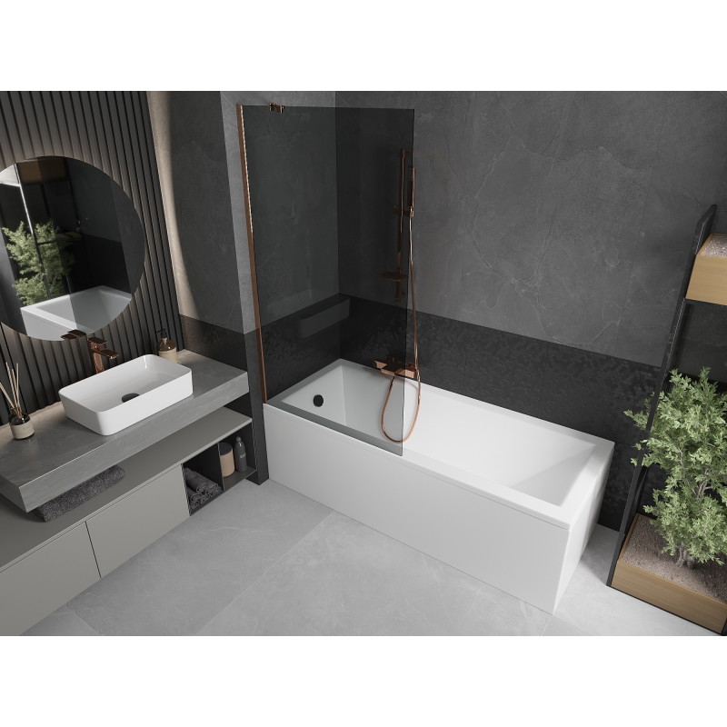 Mexen Next paravan de baie cu 1 aripă 90 x 150 cm, grafit, aur roz - 895-090-000-00-40-60