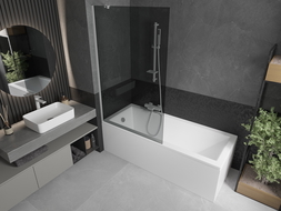 Mexen Next paravan cadă 1-canat 100 x 150 cm, grafit, alb - 895-100-000-00-40-20