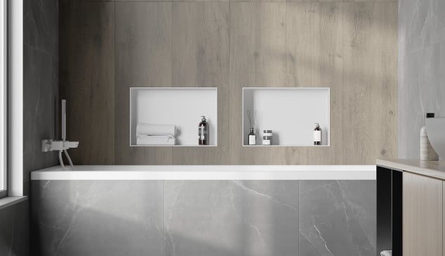 Cadă încastrată cu faianță